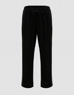Pantalon Urban Revivo Drawstring Cintura Anchos-Leg Hombre Negros | MZZ9698KH
