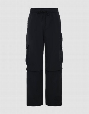 Pantalon Urban Revivo Drawstring Cintura Anchos-Leg Loose Hombre Negros | FDR1418OH