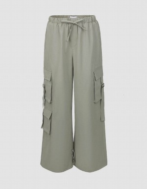 Pantalon Urban Revivo Elastic Cintura Anchos-Leg Mujer Verdes | UQX8945VU