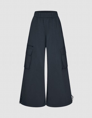 Pantalon Urban Revivo Elastic Cintura Anchos-Leg Mujer Azules | ZGB5434VS