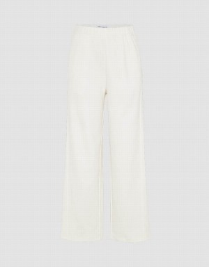 Pantalon Urban Revivo Elastic Cintura De Punto Anchos-Leg Mujer Blancos | NFB6284GU