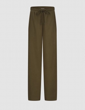 Pantalon Urban Revivo Elastic Cintura De Punto Anchos-Leg Mujer Kaki | DVK4851NG