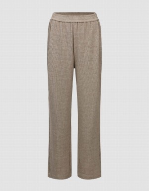 Pantalon Urban Revivo Elastic Cintura De Punto Directo Mujer Kaki | SUR1581JT