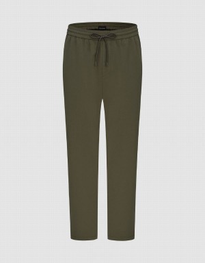 Pantalon Urban Revivo Elastic Cintura Directo Hombre Verdes | ZFC1115JO