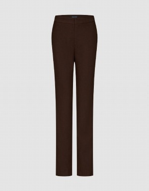 Pantalon Urban Revivo Flaco Directo Mujer Marrom | UWU3424OZ
