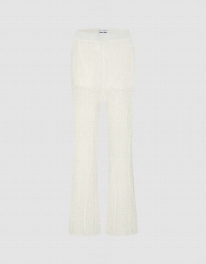 Pantalon Urban Revivo Flare De Punto Mujer Blancos | MXZ3650TV