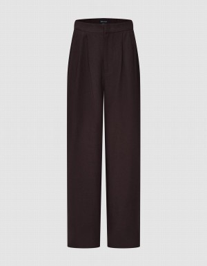 Pantalon Urban Revivo Loose Anchos-Leg Mujer Marrom | BXE6913GI