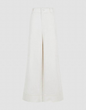 Pantalon Urban Revivo Loose Directo Mujer Blancos | RBB2137YA