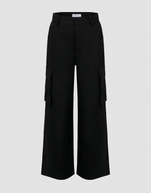 Pantalon Urban Revivo Multi-Pocket Loose Directo Mujer Negros | FRX3041LF