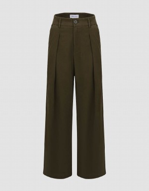 Pantalon Urban Revivo Tailored Anchos-Leg Mujer Verdes | YJC2693KP