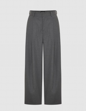 Pantalon Urban Revivo Tailored Anchos-Leg Mujer Grises Oscuro | DNN7687LG
