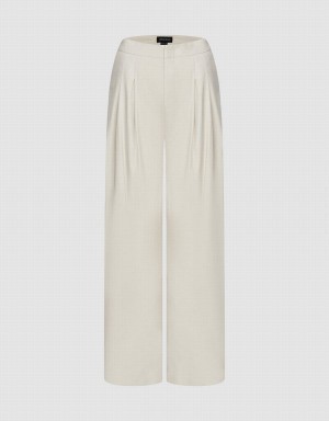 Pantalon Urban Revivo Woven Thin Anchos-Leg Mujer Kaki Claro | OCX741ZE