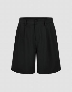 Short Urban Revivo Anchos-Leg Loose Hombre Negros | WZC255BT