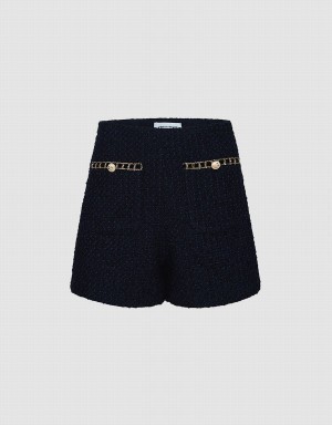Short Urban Revivo Boucle Sequin Detail Mujer Negros | QKY2480ZM