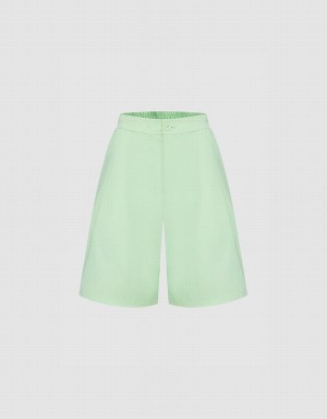 Short Urban Revivo Plain Plisado Mujer Verdes | FLF489BU