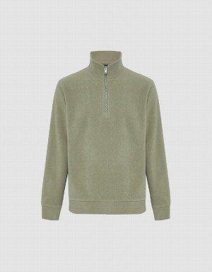 Sudaderas Urban Revivo Zip Half Placket De Punto Hombre Verdes | MOL8821NQ