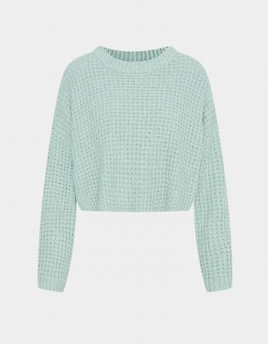 Suéteres Urban Revivo Drop Shoulder Cropped Mujer Verdes | CXB3019CY