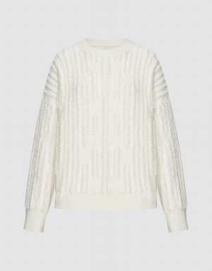 Suéteres Urban Revivo Fuzzy Crew Neck Mujer Blancos | OIS4922WY