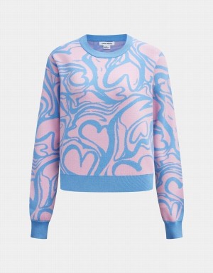 Suéteres Urban Revivo Heart Pattern Jacquard Mujer Rosas | FXE8993QV