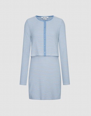 Vestido Urban Revivo 2 In 1 A Rayas De Punto Mujer Azules | KEY707NE