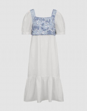 Vestido Urban Revivo 2 In 1 De Punto Mujer Azules Blancos | KZY463QN