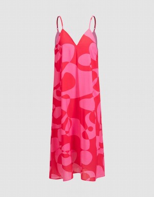 Vestido Urban Revivo Abstract Print Cami Mujer Rojos | KYX6623LP