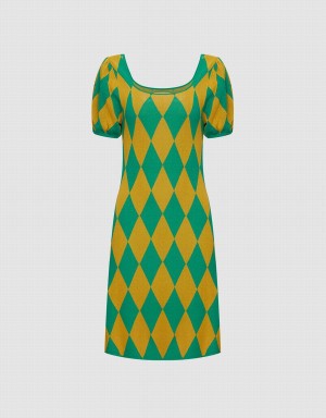 Vestido Urban Revivo Argyle De Punto Mujer Verdes | CFJ1274NQ