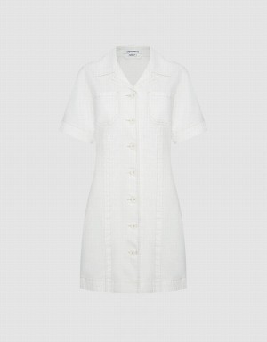 Vestido Urban Revivo Button Front Denim Mujer Blancos | YFE8929GC