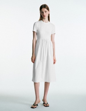 Vestido Urban Revivo Crew Neck Directo Mujer Blancos | VGE9868GI