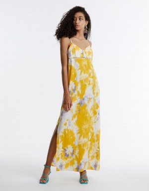 Vestido Urban Revivo Flowy Floral Mujer Amarillos | SFS788QH