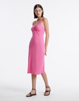 Vestido Urban Revivo Knit With Ring Detail Mujer Rosas | GMC8071BS