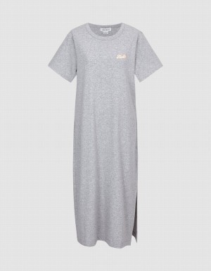 Vestido Urban Revivo Letter Printed Crew Neck Directo Mujer Grises | IUA7593EV