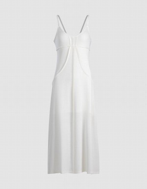 Vestido Urban Revivo Plain De Punto Cami Mujer Blancos | GJQ1828KY