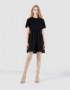 Vestido Urban Revivo Plain Spliced Mujer Negros | FXQ7565HK