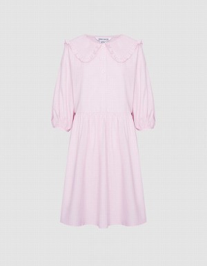 Vestido Urban Revivo Plain Statement Collar Skater Mujer Rosas | NDK9237CD