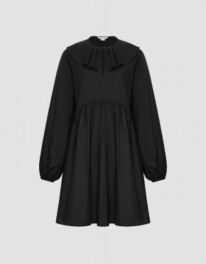 Vestido Urban Revivo Ruffle Collar A-Line Mujer Negros | EKC2665PX