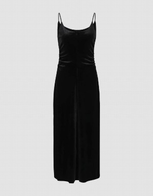 Vestido Urban Revivo Sin Manga Flaco De Punto Mujer Negros | IPU4985II