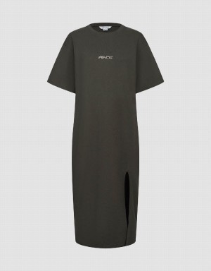 Vestido Urban Revivo Split Hem Crew Neck Directo Mujer Grises Oscuro | QWL23100UO