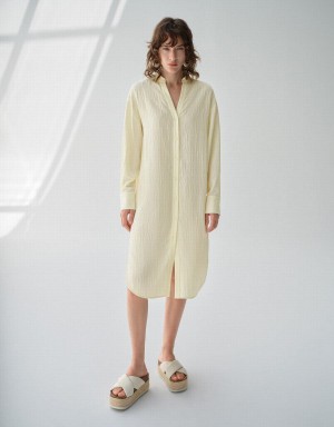 Vestido Urban Revivo Textured Directo Mujer Beige | HDR7861VT