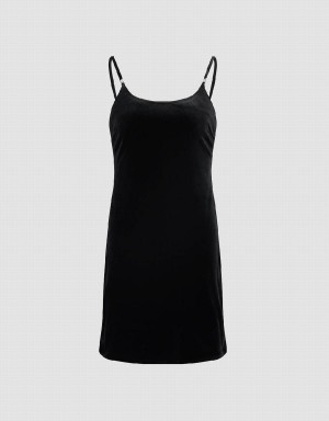 Vestido Urban Revivo U Neck Flaco Cami Mujer Negros | YZA267SS