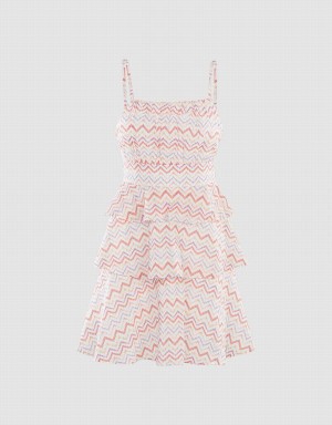 Vestido Urban Revivo Wavy Print Tiered Cami Mujer Rojos | DPM1398KY