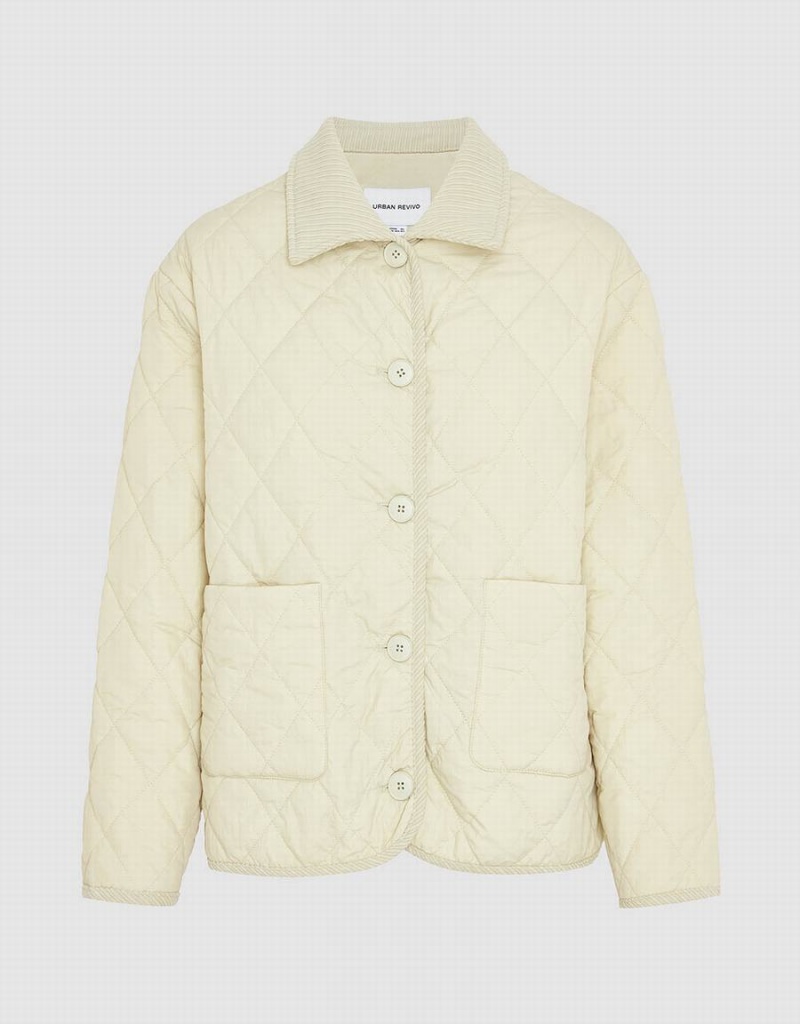 Abrigos Urban Revivo Button Up Directo Acolchado Mujer Kaki | CEL2992LH