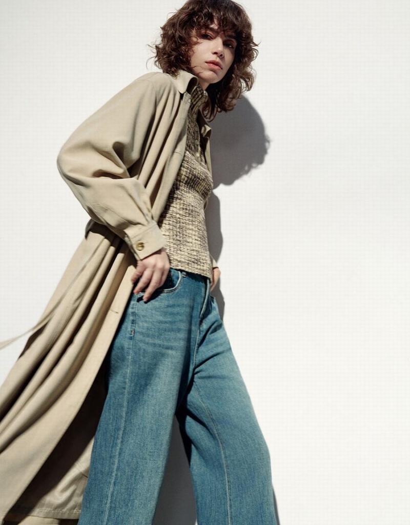 Abrigos Urban Revivo Directo Longline With Belt Mujer Kaki | UFD1642XZ