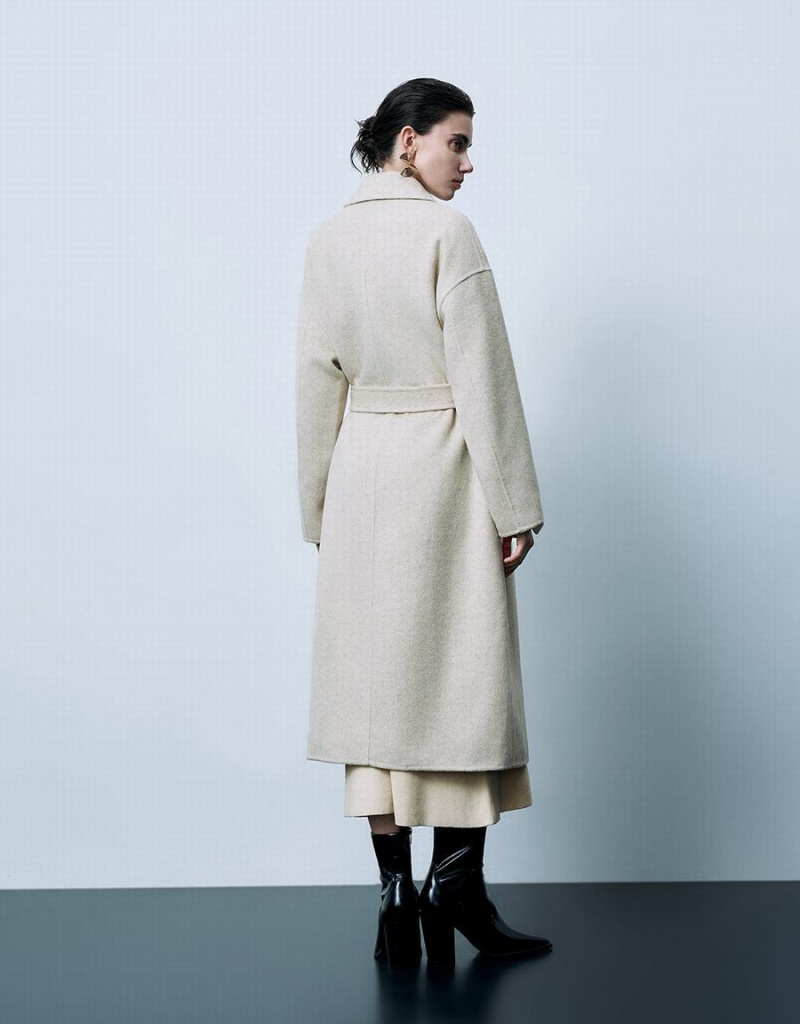 Abrigos Urban Revivo Notch Lapel Directo Longline Mujer Kaki | QBP9145QY