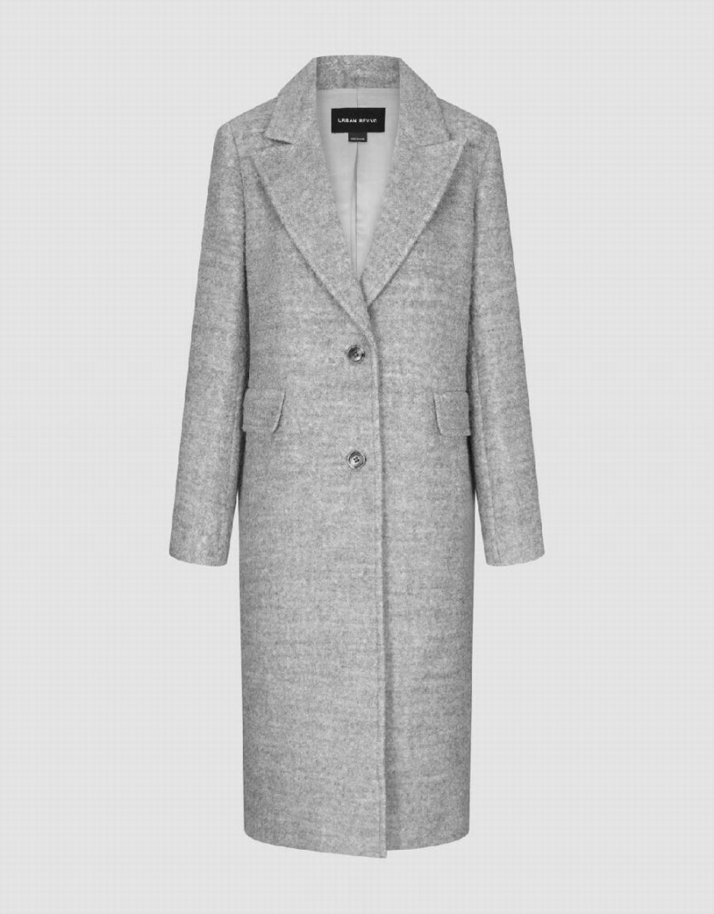 Abrigos Urban Revivo Peak Lapel Directo Longline Mujer Grises | EVV6355ZI