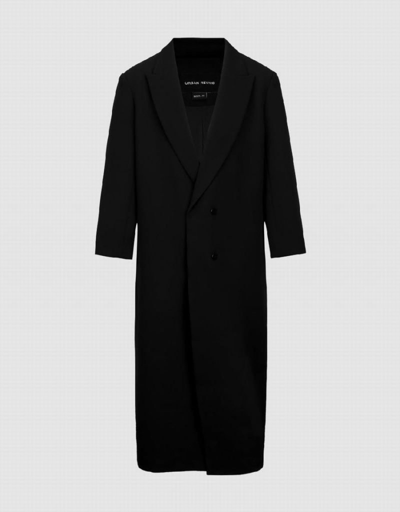 Abrigos Urban Revivo Peaked Lapel Long Mujer Negros | BQM8023QT