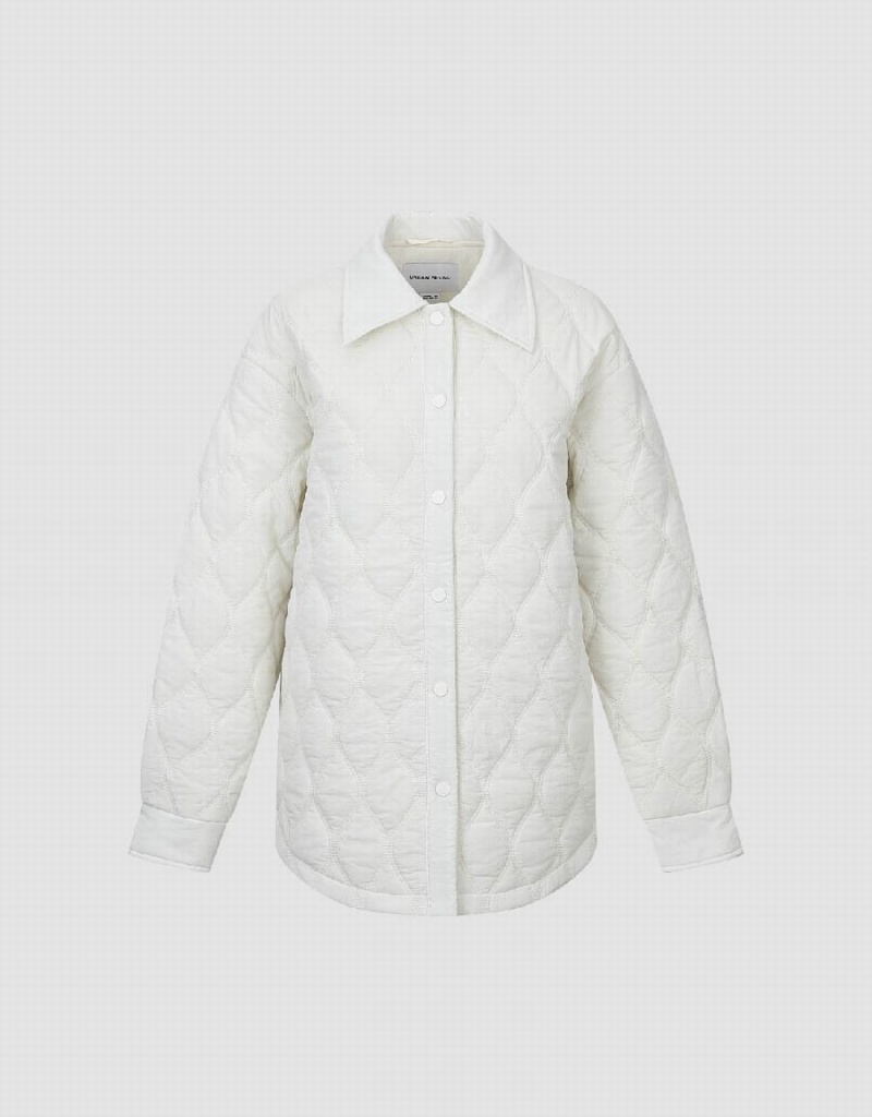 Abrigos Urban Revivo Press Buttoned Embossed Acolchado Mujer Blancos | OMF6158XH