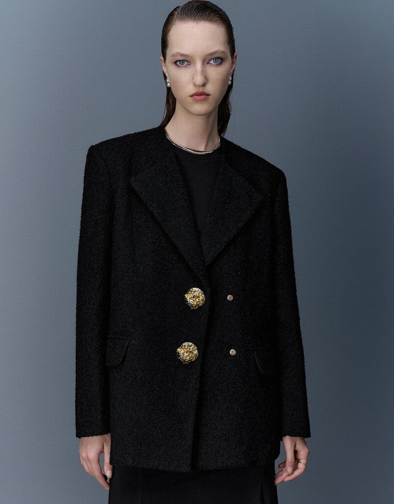 Abrigos Urban Revivo Tweed With Fake Pockets Mujer Blancos | DJS2915JM