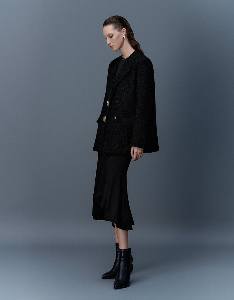 Abrigos Urban Revivo Tweed With Fake Pockets Mujer Blancos | DJS2915JM