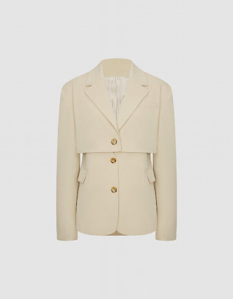 Blazers Urban Revivo Notch Lapel Directo And Set Mujer Kaki | KKO5852KG
